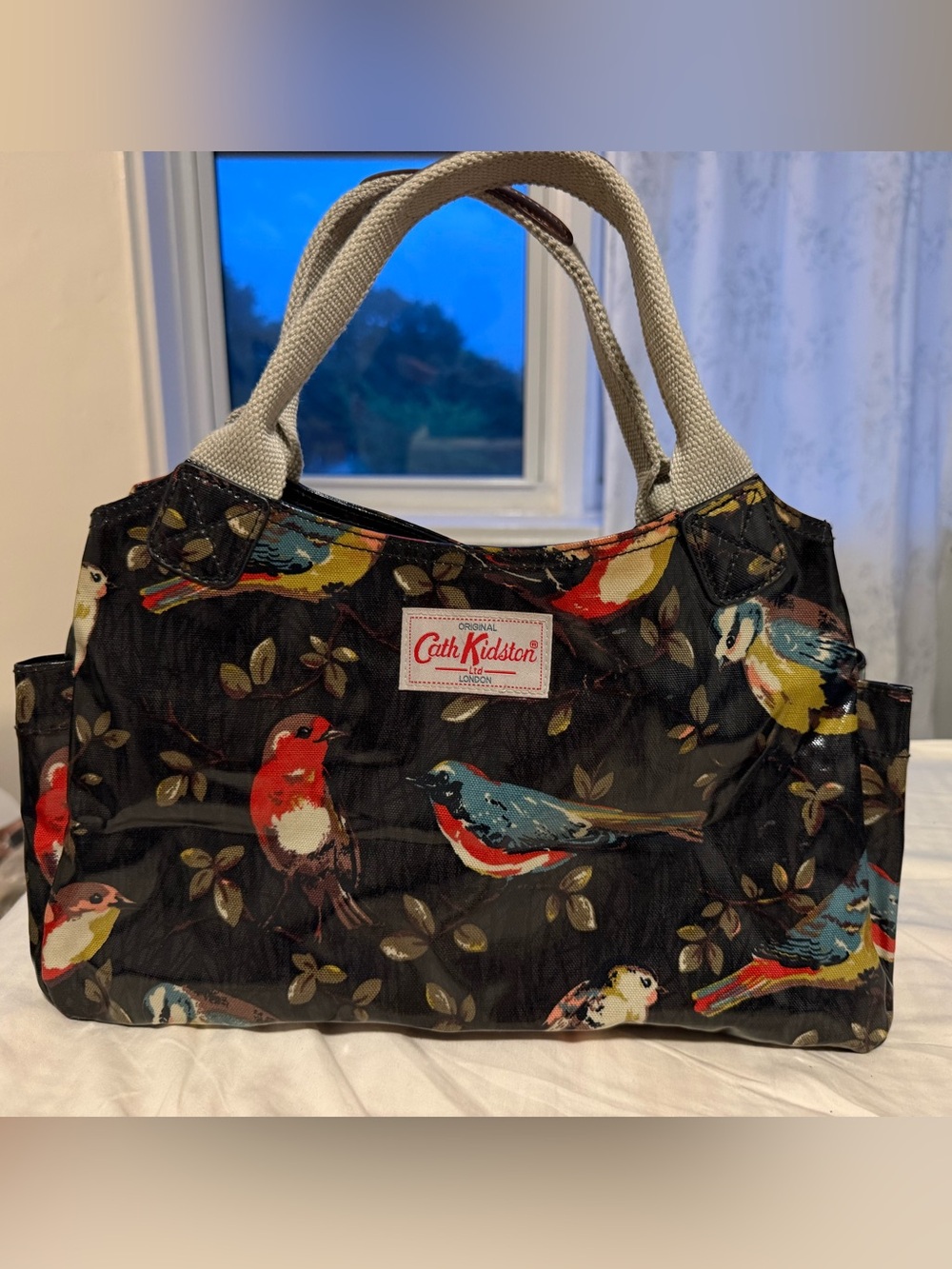 Cath Kidston Black Tote with Multicolored Bird Print
